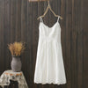 Little fresh seaside holiday V-neck Waist Beach skirt fairy temperament Cotton Linen Lace open back suspender dress