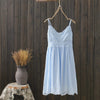 Little fresh seaside holiday V-neck Waist Beach skirt fairy temperament Cotton Linen Lace open back suspender dress