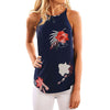Bohemian Vacation Leaves Women Tank Top Streetwear Tropical Print High Low Round Neck Boho Summer Top