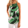Bohemian Vacation Leaves Women Tank Top Streetwear Tropical Print High Low Round Neck Boho Summer Top