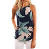 Bohemian Vacation Leaves Women Tank Top Streetwear Tropical Print High Low Round Neck Boho Summer Top