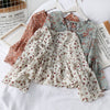 Liva Girl Korean Retro Blouse Floral v-Neck Shirt Trumpet Sleeves Small Fresh Long-Sleeved Chiffon Camisa Top l Vetements Femmes