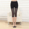 New Soft Comfy Sexy Lace Mesh Leggings Hollow Out Black Mid-Calf Leggings Women Clothings Stretch Skinny Half Pants
