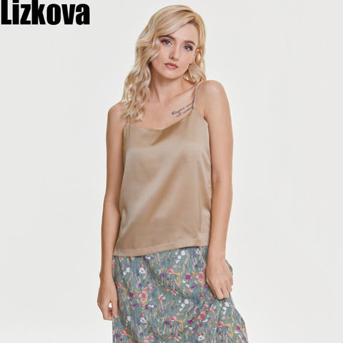Lizkova Summer Satin Camisole Women 2022 Sleeveless Haut Femme Ladies Holidday Beach Casual Tops