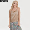 Lizkova Summer Satin Camisole Women 2022 Sleeveless Haut Femme Ladies Holidday Beach Casual Tops