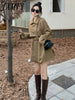 Ln Autumn and Winter Oof 2023, The British Style Solid Ccolor Double-Breasted Lapel Lace-Up Is Slim And Long Trench Coat