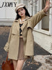 Ln Autumn and Winter Oof 2023, The British Style Solid Ccolor Double-Breasted Lapel Lace-Up Is Slim And Long Trench Coat
