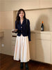 Lnsozkdg 2 Piece Sets Women All-match Cropped Notched Blazer Solid Pleated Simple Cozy Elegant OL Autumn Ulzzang Y2k