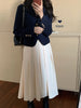 Lnsozkdg 2 Piece Sets Women All-match Cropped Notched Blazer Solid Pleated Simple Cozy Elegant OL Autumn Ulzzang Y2k