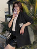 Lnsozkdg 2023 Spring Autumn Solid Color Button Patch Designs Streamer Loose Casual Korean Suit Top Coats Crop Blazer WOMEN