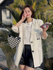 Lnsozkdg 2023 Spring Autumn Solid Color Button Patch Designs Streamer Loose Casual Korean Suit Top Coats Crop Blazer WOMEN
