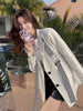 Lnsozkdg 2023 Spring Autumn Solid Color Button Patch Designs Streamer Loose Casual Korean Suit Top Coats Crop Blazer WOMEN