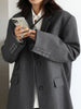 Lnsozkdg  Office Lady Grey Oversized Blazer Women Jacket Korea Casual Blazers Coat Work Suit Femme Outerwear 2023