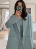 Lnsozkdg Solid Slip Dress Blazer Suits Women 2 Pieces Sets Oversized Jacket High Waist Mini Dress Suits Korean Spring Clothing