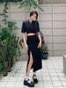 Lnsozkdg Temperament Set Female 2023 Summer Tie-back Suit Jacket + Split Skirt Two-piece Set Women Suit Skirts Solid