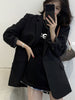 Lnsozkdg Women Casual Pure Color Autumn Blazer Notched Collar Long Sleeve Loose Jacket FashionTide Autumn 2023 Traf Harajuku
