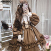 Lolita Style Dress Women Lace Maid Costume Dress Long Sleeve Kawaii Loose Soft Sisters   Female Cute  Sweet Mid Dress