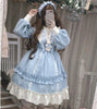 Lolita Style Dress Women Lace Maid Costume Dress Long Sleeve Kawaii Loose Soft Sisters   Female Cute  Sweet Mid Dress