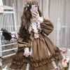 Lolita Style Dress Women Lace Maid Costume Dress Long Sleeve Kawaii Loose Soft Sisters   Female Cute  Sweet Mid Dress