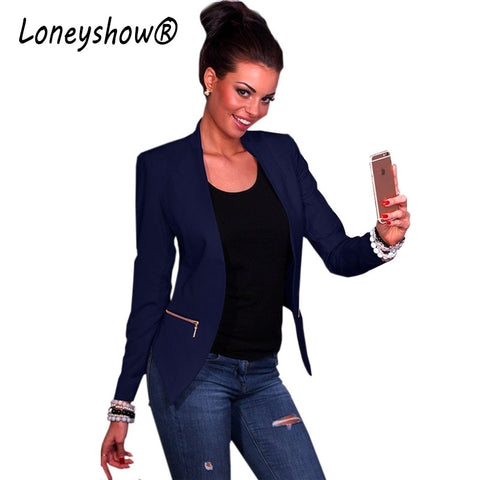 Office Ladies Solid Blazers 2022 New Formal Women's Blaser Pocket Collarless Elegant Long Sleeve Outwear Feminino Suit