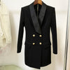 Long Blazer Dress 2022 Spring Black White Coat Classic Double Breasted Back Zippe Satin Shawl Collar Women Blazer Suit Dress