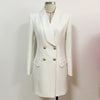 Long Blazer Dress 2022 Spring Black White Coat Classic Double Breasted Back Zippe Satin Shawl Collar Women Blazer Suit Dress