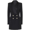 Long Blazer Dress 2022 Spring Black White Coat Classic Double Breasted Back Zippe Satin Shawl Collar Women Blazer Suit Dress
