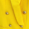 Long Blazer Dress Yellow 2023 Spring Jacket Women Double Breasted Gold Button Satin Collar Women Blazer Suit