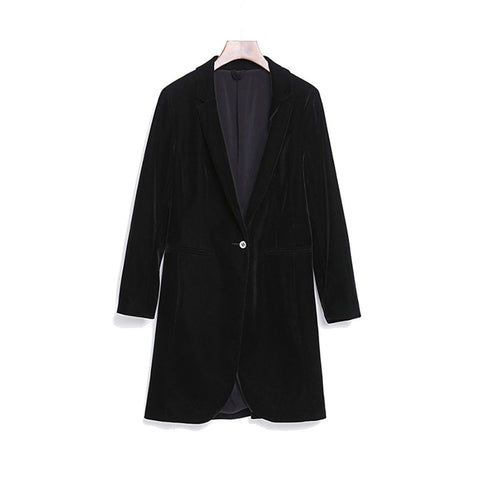 Long Blazer Women Black Velvet Coat Spring Vogue Punk Woman Blazers Female Jacket Blazer Mujer Vintage Outwear Women 70X004