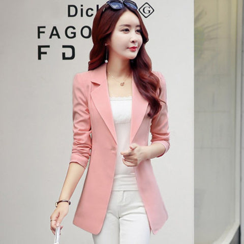 Long Blazer Women Jacket Casual Plus Size Ladies Blazers Feminino Manga Longa Womens Spring Jackets Elegant Office Suits 60N0316