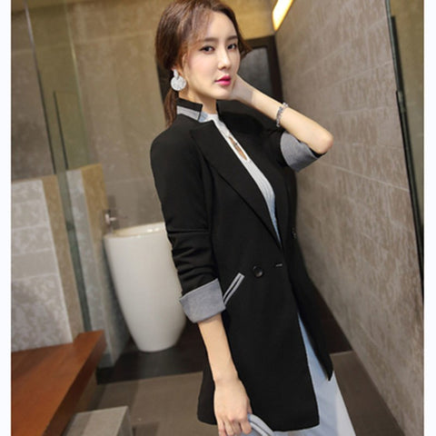 Long Blazer Women Single Breasted Slim Fit White Casual Blazers Women Mantel Damen Jas Dames Louson Femme Ladies Coats XB32