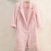 Long Blazer Women Summer Short Sleeve Plus Size Pink Casual Blazers Women Mantel Damen Jas Dames Louson Femme Ladies Coats VB45