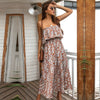 Long Dress Women Casual Bandeau Holiday Style Printed For Spring Summer Strapless Ruffled Floral Dresses 2023 New