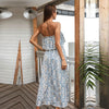 Long Dress Women Casual Bandeau Holiday Style Printed For Spring Summer Strapless Ruffled Floral Dresses 2023 New