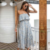 Long Dress Women Casual Bandeau Holiday Style Printed For Spring Summer Strapless Ruffled Floral Dresses 2023 New