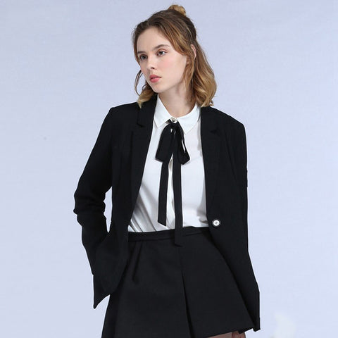 Long Embroidery Blazer Women Black Button Flower Ladies Office Blazers Korean Xadrez Jogo Big Size Jackets For Women 70X006