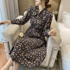 Long Midi Dress Elegant White Floral Bow Tie Pleated Dress Chic Long Sleeve A-Line Slim Casual Dress Autumn Winter 2022 vestido