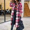 Long Shirt Jacket Winter Plaid Shirt Women Checkered Jacket Coat Oversized Woolen Overcoat Female Loose Thick Outerwear