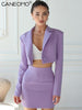 Long Sleeve Career Office Blazer Set Crop Top Mini Skirt Suits 2 Pieces Matching Sets Women 2023 Autumn Short Outfits