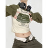Long Sleeve Crop Tops Y2k Aesthetic Letter Print 90s T-shirt Vintage Japanese Style Graphic Harajuku Slim Fit Vintage Tees Shirt