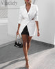 Long Sleeve Cutout Waist Single Button Blazer Coat