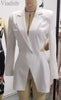 Long Sleeve Cutout Waist Single Button Blazer Coat