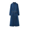 Long Sleeve Denim Dress Women 2023 Spring Summer Korean Style Maxi Ankle-Length Jeans Ladies Clothes  Outwear
