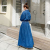 Long Sleeve Denim Dress Women 2023 Spring Summer Korean Style Maxi Ankle-Length Jeans Ladies Clothes  Outwear
