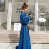 Long Sleeve Denim Dress Women 2022 Spring Summer  Korean Style Maxi Ankle-Length Jeans Ladies Clothes  Outwear