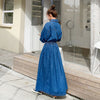 Long Sleeve Denim Dress Women 2022 Spring Summer  Korean Style Maxi Ankle-Length Jeans Ladies Clothes  Outwear