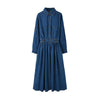 Long Sleeve Denim Dress Women 2022 Spring Summer  Korean Style Maxi Ankle-Length Jeans Ladies Clothes  Outwear