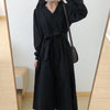 Long Sleeve Dress Women Elegant Black Classy All-match Midi Solid A-Line Sashes College V-Neck Charm Empire Vestido Temperament