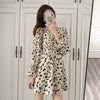 Long Sleeve Dress Women Floral Print Spring Basic Slim Temperament Lightweight V-neck Elegant Sweet Lady Dresses Apricot Classy