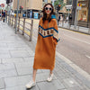 Long Sleeve Dress Women Loose Fall Warm All-match Korean Style Midi Thickening Baggy Plus Size 4XL Basic Patchwork Orange